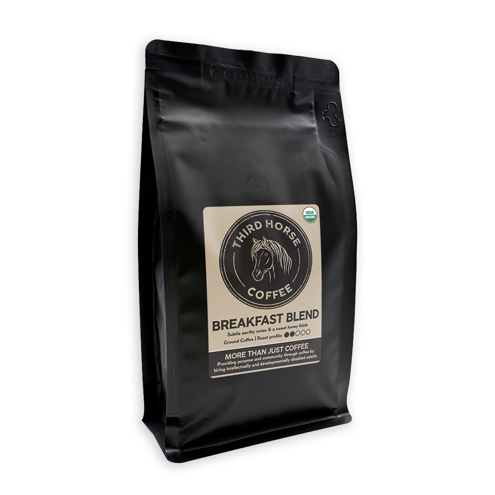 12 oz bag of Third Horse Coffee Breakfast Blend coffee