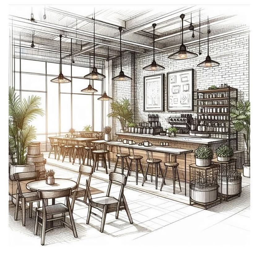 Concept illustration of the future Third Horse Coffee café